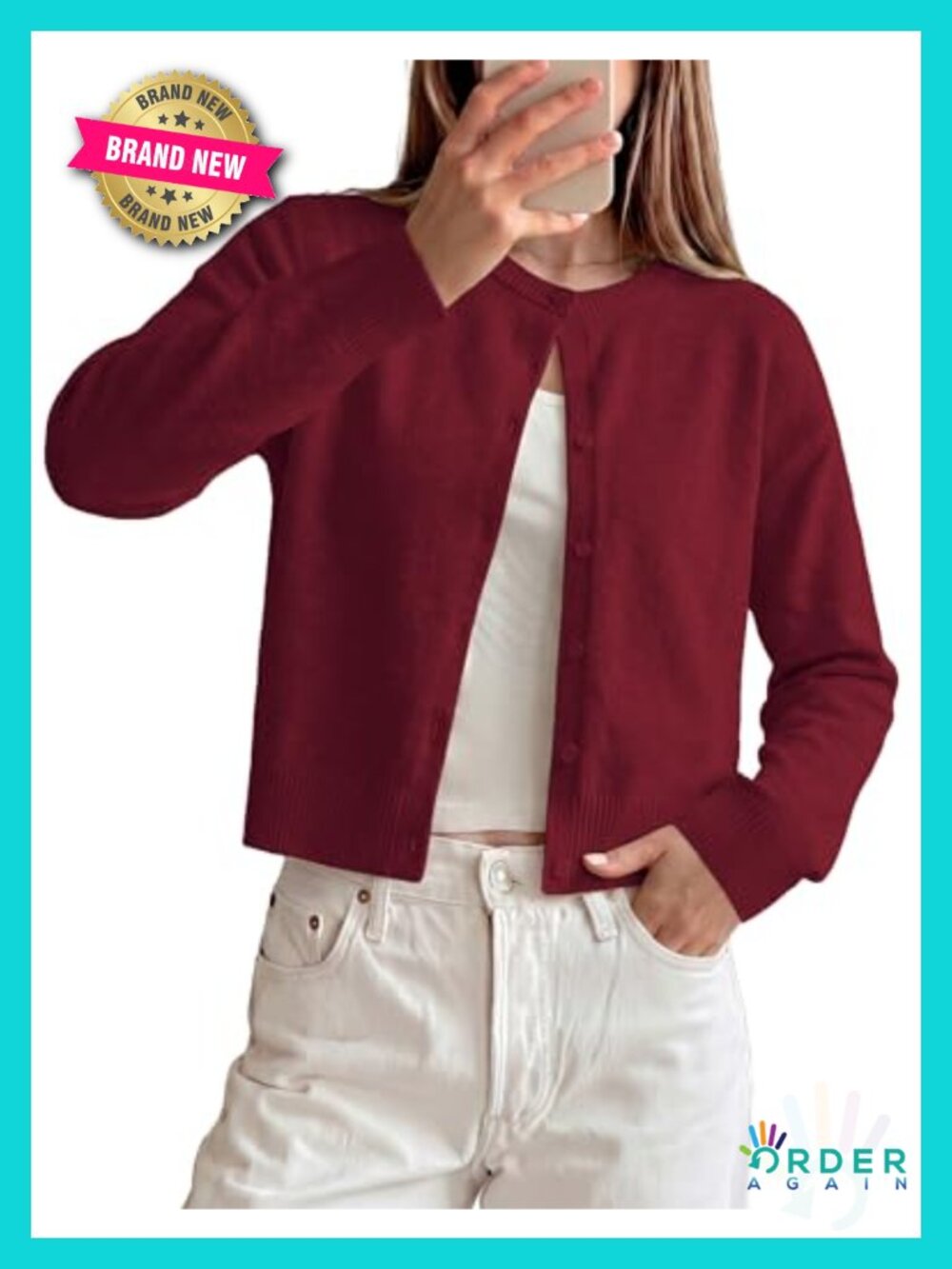 Cropped Cardigan Sweater Long Sleeve Open Front Button Knit Y2K Fall
